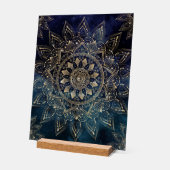 Elegant Goud Mandala Blauw Galaxy Acryl Bord (Hoek)