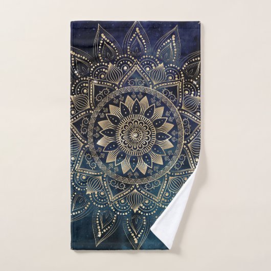 Elegant Goud Mandala Blauw Galaxy Bad Handdoek (Handdoek)