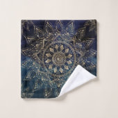 Elegant Goud Mandala Blauw Galaxy Bad Handdoek (Wasdoekje)