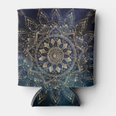 Elegant Goud Mandala Blauw Galaxy Blikjeskoeler (Voorkant)