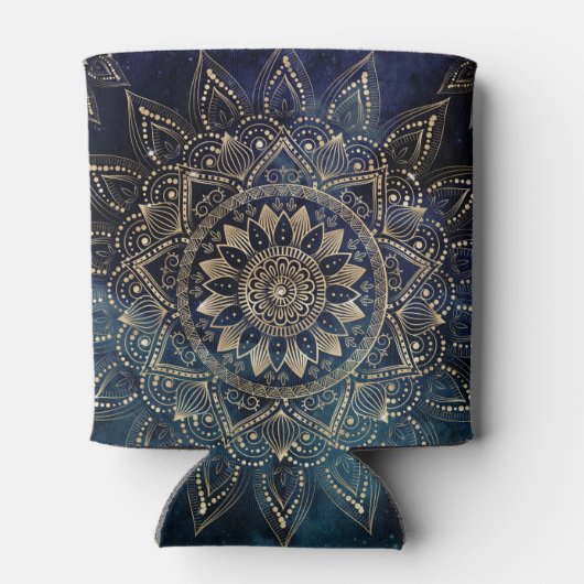 Elegant Goud Mandala Blauw Galaxy Blikjeskoeler (Achterkant)