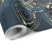 Elegant Goud Mandala Blauw Galaxy Cadeaupapier (Rol Hoek)