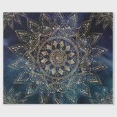 Elegant Goud Mandala Blauw Galaxy Cadeaupapier (Vlak)
