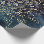 Elegant Goud Mandala Blauw Galaxy Cadeaupapier (Hoek)