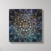 Elegant Goud Mandala Blauw Galaxy Canvas Afdruk (Voorkant)