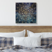 Elegant Goud Mandala Blauw Galaxy Canvas Afdruk (Insitu (Slaapkamer))