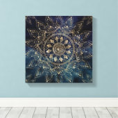 Elegant Goud Mandala Blauw Galaxy Canvas Afdruk (Insitu (Houten vloer))