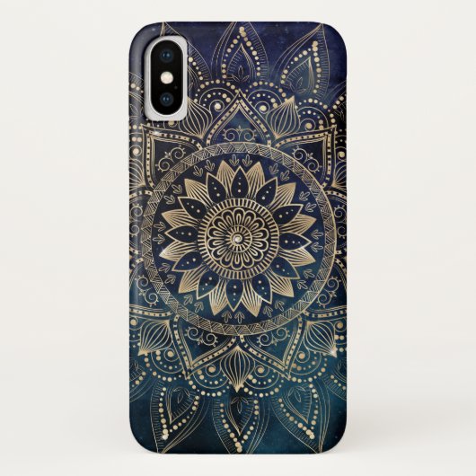 Elegant Goud Mandala Blauw Galaxy Case-Mate iPhone Case (Achterkant)
