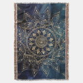 Elegant Goud Mandala Blauw Galaxy Deken (Voorkant Verticaal)