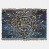 Elegant Goud Mandala Blauw Galaxy Deken (Voorkant)