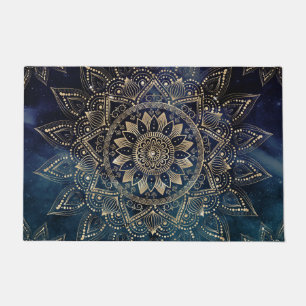 Elegant Goud Mandala Blauw Galaxy Deurmat