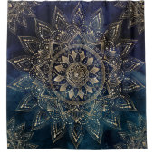 Elegant Goud Mandala Blauw Galaxy Douchegordijn (Voorkant)