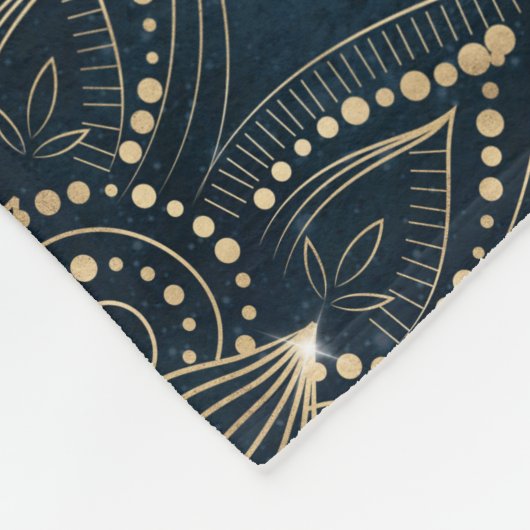 Elegant Goud Mandala Blauw Galaxy Fleece Deken (Hoek)