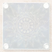 Elegant Goud Mandala Blauw Galaxy Glazen Onderzetter (Achterkant)