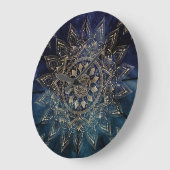 Elegant Goud Mandala Blauw Galaxy Grote Klok (Hoek)