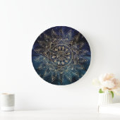 Elegant Goud Mandala Blauw Galaxy Grote Klok (Huis)