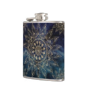 Elegant Goud Mandala Blauw Galaxy Heupfles (Links)