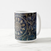Elegant Goud Mandala Blauw Galaxy Koffiemok (Voorkant rechts)