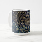 Elegant Goud Mandala Blauw Galaxy Koffiemok (Voorkant links)