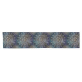 Elegant Goud Mandala Blauw Galaxy Korte Tafelloper (Horizontaal)