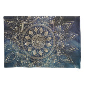 Elegant Goud Mandala Blauw Galaxy Kussensloop (Voorkant)