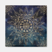 Elegant Goud Mandala Blauw Galaxy Magneet (Voorkant)