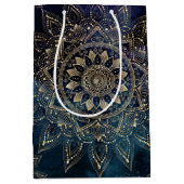 Elegant Goud Mandala Blauw Galaxy Medium Cadeauzakje (Voorkant)