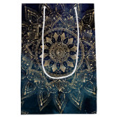 Elegant Goud Mandala Blauw Galaxy Medium Cadeauzakje (Achterkant)