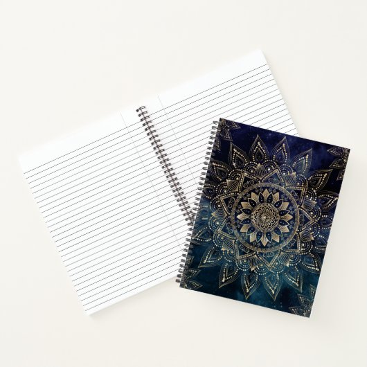 Elegant Goud Mandala Blauw Galaxy Notitieboek (Binnen)