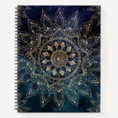 Elegant Goud Mandala Blauw Galaxy Notitieboek (Voorkant)