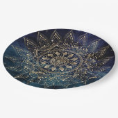 Elegant Goud Mandala Blauw Galaxy Papieren Bordje (Gekanteld)