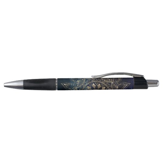 Elegant Goud Mandala Blauw Galaxy Pen (Bovenkant)