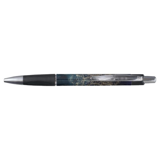 Elegant Goud Mandala Blauw Galaxy Pen (Achterkant)