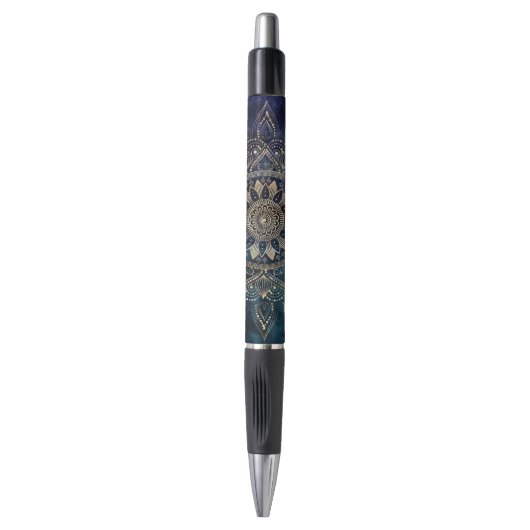 Elegant Goud Mandala Blauw Galaxy Pen (Voorkant Verticaal)