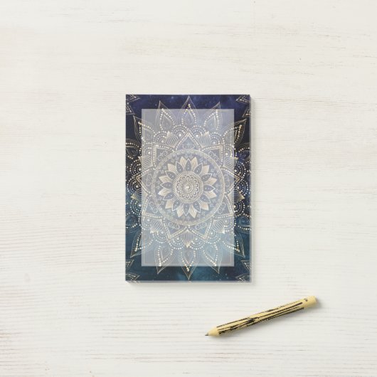 Elegant Goud Mandala Blauw Galaxy Post-it® Notes (Op bureau)