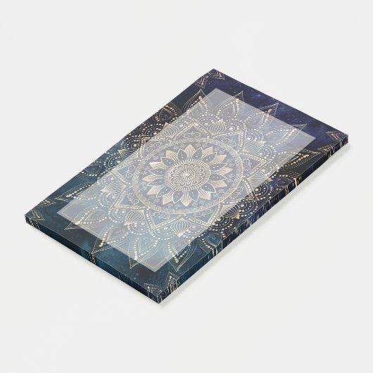 Elegant Goud Mandala Blauw Galaxy Post-it® Notes (Schuin)
