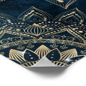Elegant Goud Mandala Blauw Galaxy Poster (Hoek)