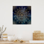 Elegant Goud Mandala Blauw Galaxy Poster (Keuken)