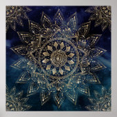 Elegant Goud Mandala Blauw Galaxy Poster (Voorkant)