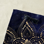 Elegant Goud Mandala Blauw Galaxy Strandlaken (In situ)