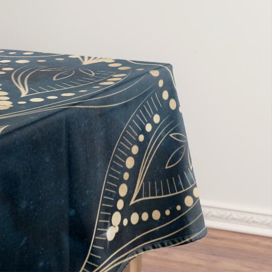 Elegant Goud Mandala Blauw Galaxy Tafelkleed (Voorbeeld)