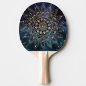 Elegant Goud Mandala Blauw Galaxy Tafeltennisbatje (Voorkant)