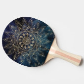 Elegant Goud Mandala Blauw Galaxy Tafeltennisbatje (Zijkant)