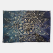 Elegant Goud Mandala Blauw Galaxy Theedoek (Horizontaal)