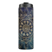 Elegant Goud Mandala Blauw Galaxy Thermosbeker (Voorkant)