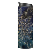 Elegant Goud Mandala Blauw Galaxy Thermosbeker (Geroteerd rechts)