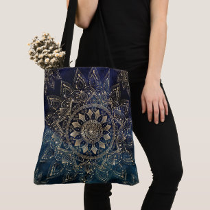 Elegant Goud Mandala Blauw Galaxy Tote Bag