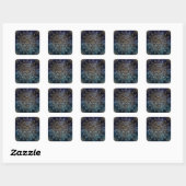 Elegant Goud Mandala Blauw Galaxy Vierkante Sticker (Vel)