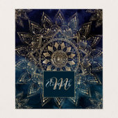 Elegant Goud Mandala Blauw Galaxy Visitekaartje (Buitenkant ongevouwen)