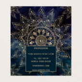 Elegant Goud Mandala Blauw Galaxy Visitekaartje (Binnenkant ongevouwen)